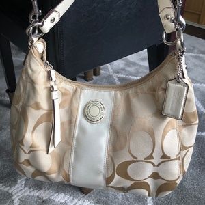 Coach Signature Stripe Hobo Convertible Bag